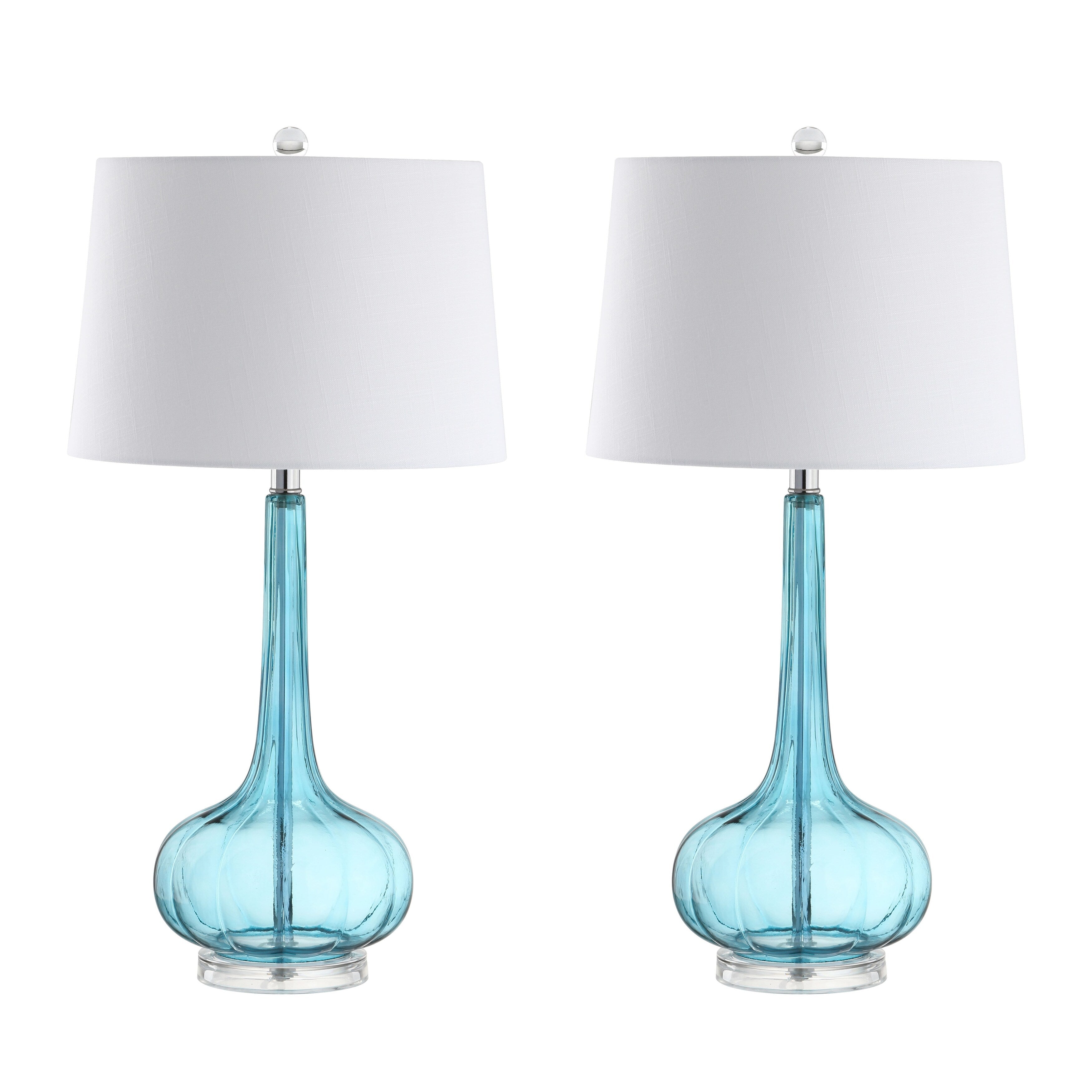 Lampe de table à LED Diamante 28,5 en verre, forme goutte d'eau, rose (lot de 2) par JONATHAN Y