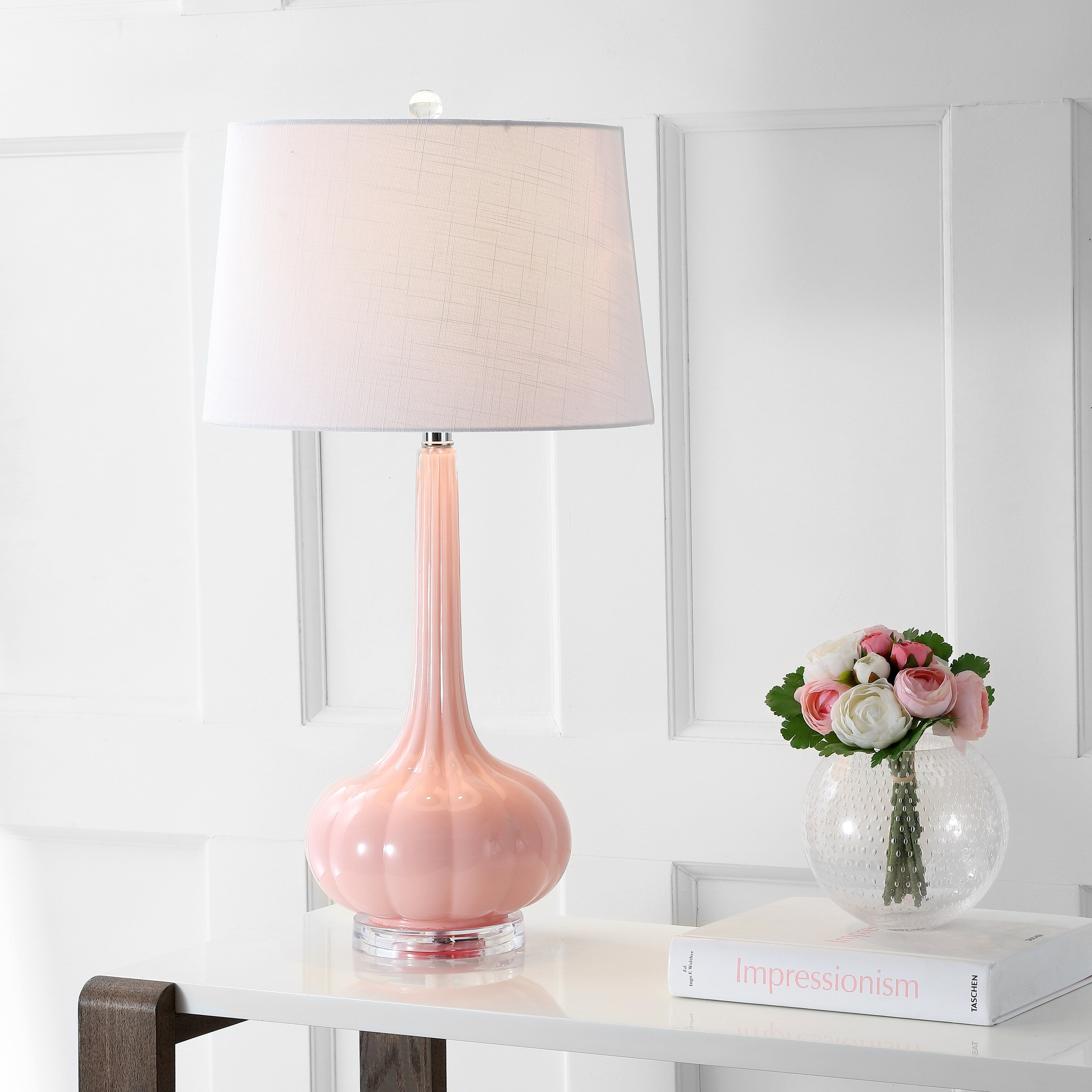 Lampe de table à LED Diamante 28,5 en verre, forme goutte d'eau, rose (lot de 2) par JONATHAN Y