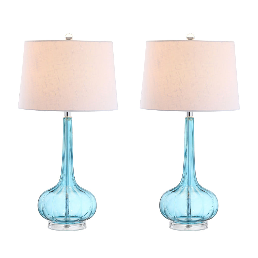 Lampe de table à LED Diamante 28,5 en verre, forme goutte d'eau, rose (lot de 2) par JONATHAN Y