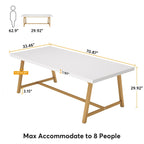 Table à manger rectangulaire en bois pour 8 personnes, 180 cm