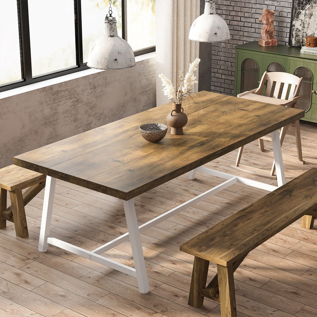 Table à manger rectangulaire en bois pour 8 personnes, 180 cm