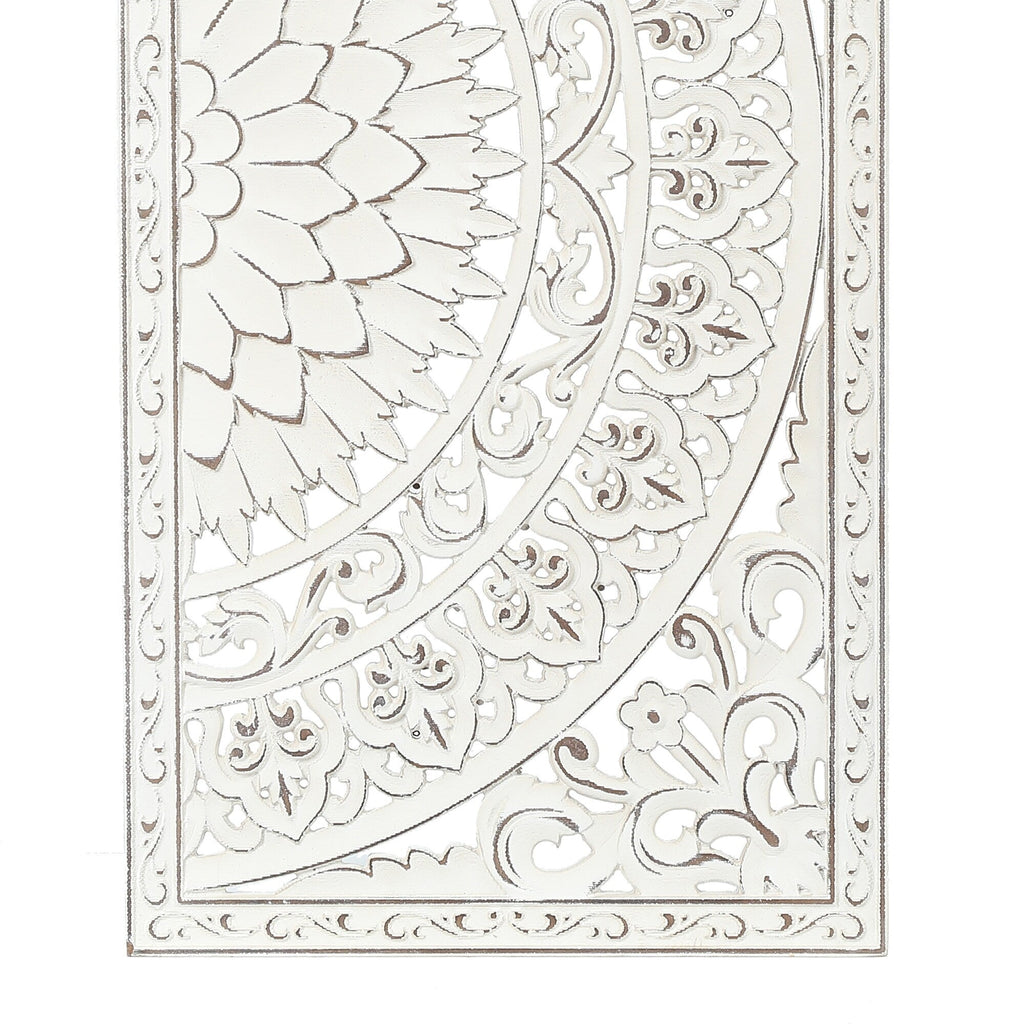 Décoration murale en bois blanc ivoire vieilli avec des accents noirs (lot de 2)