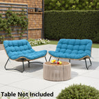 Fauteuil Papasan double avec coussin, rotin PE toutes saisons et cadre en métal pour intérieur et extérieur