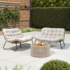 Fauteuil Papasan double avec coussin, rotin PE toutes saisons et cadre en métal pour intérieur et extérieur