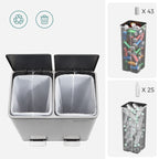 Poubelle double, 2 poubelles de 8 gallons