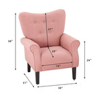 Fauteuil d'appoint moderne Erommy, fauteuil à dossier haut, canapé simple en tissu rembourré avec pieds en bois pour le salon