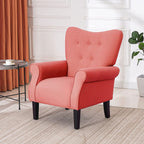 Fauteuil d'appoint moderne Erommy, fauteuil à dossier haut, canapé simple en tissu rembourré avec pieds en bois pour le salon