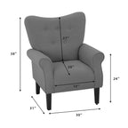Fauteuil d'appoint moderne Erommy, fauteuil à dossier haut, canapé simple en tissu rembourré avec pieds en bois pour le salon