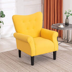 Fauteuil d'appoint moderne Erommy, fauteuil à dossier haut, canapé simple en tissu rembourré avec pieds en bois pour le salon