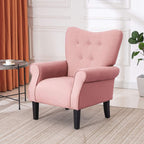 Fauteuil d'appoint moderne Erommy, fauteuil à dossier haut, canapé simple en tissu rembourré avec pieds en bois pour le salon