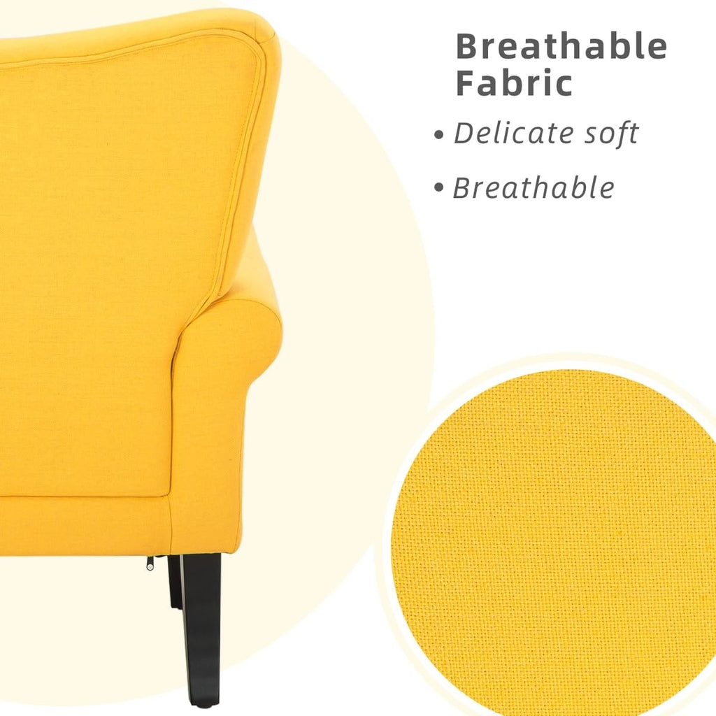 Fauteuil d'appoint moderne Erommy, fauteuil à dossier haut, canapé simple en tissu rembourré avec pieds en bois pour le salon