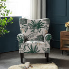 Fauteuil d'appoint moderne Erommy, fauteuil à dossier haut, canapé simple en tissu rembourré avec pieds en bois pour le salon