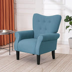 Fauteuil d'appoint moderne Erommy, fauteuil à dossier haut, canapé simple en tissu rembourré avec pieds en bois pour le salon