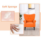Fauteuil d'appoint moderne Erommy, fauteuil à dossier haut, canapé simple en tissu rembourré avec pieds en bois pour le salon