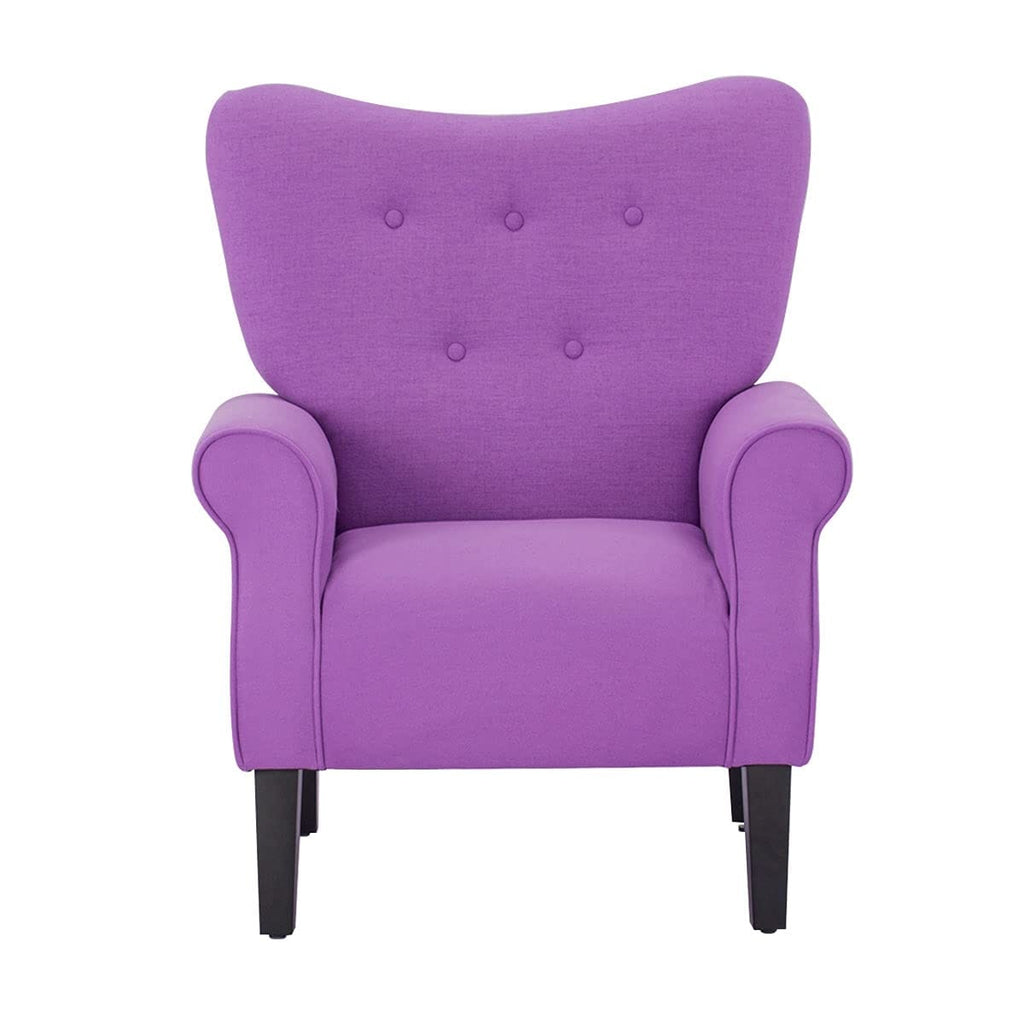 Fauteuil d'appoint moderne Erommy, fauteuil à dossier haut, canapé simple en tissu rembourré avec pieds en bois pour le salon