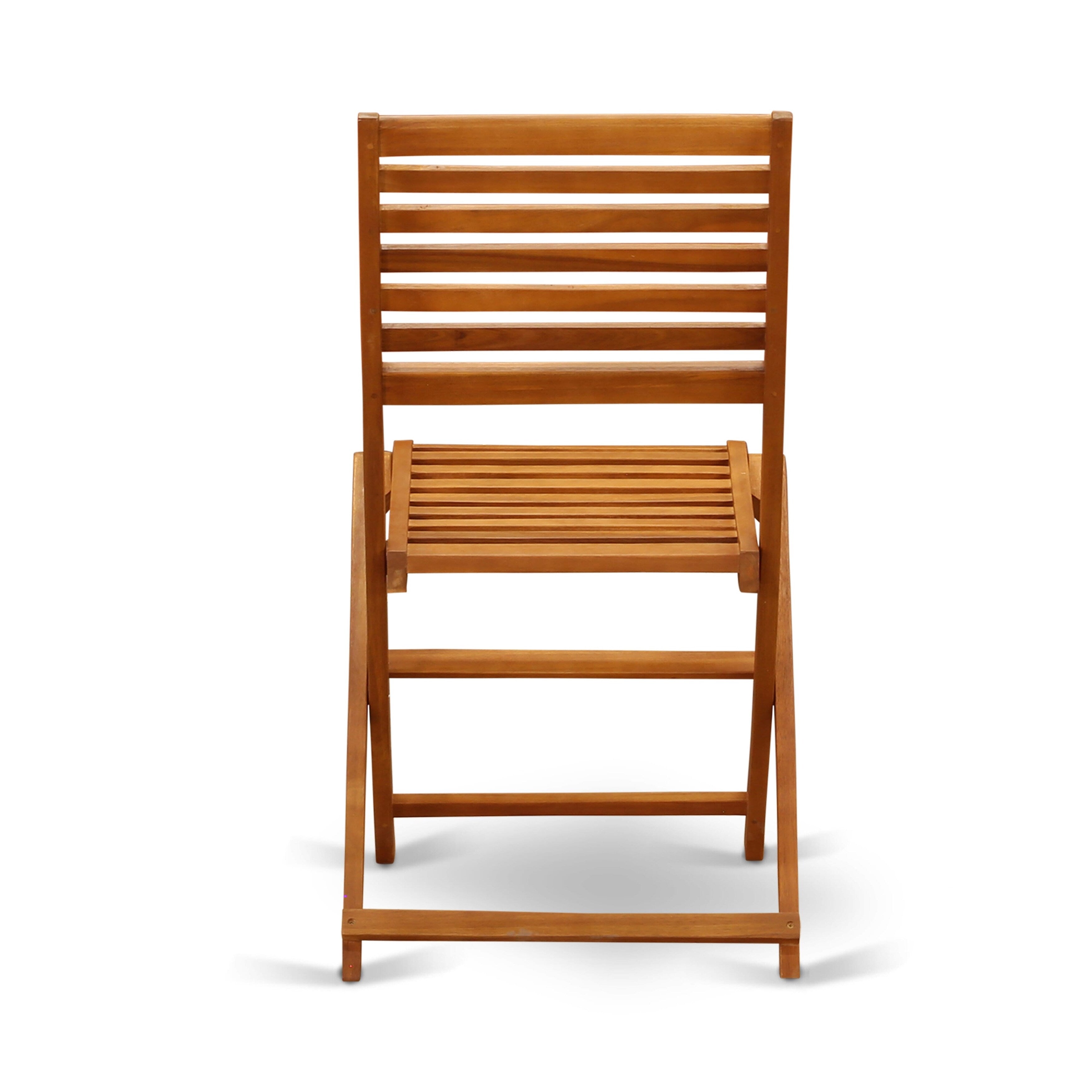 L'ensemble de bistrot d'extérieur East West Furniture comprend une table basse ronde en bois et 2 chaises pliantes, huile naturelle