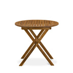 L'ensemble de bistrot d'extérieur East West Furniture comprend une table basse ronde en bois et 2 chaises pliantes, huile naturelle