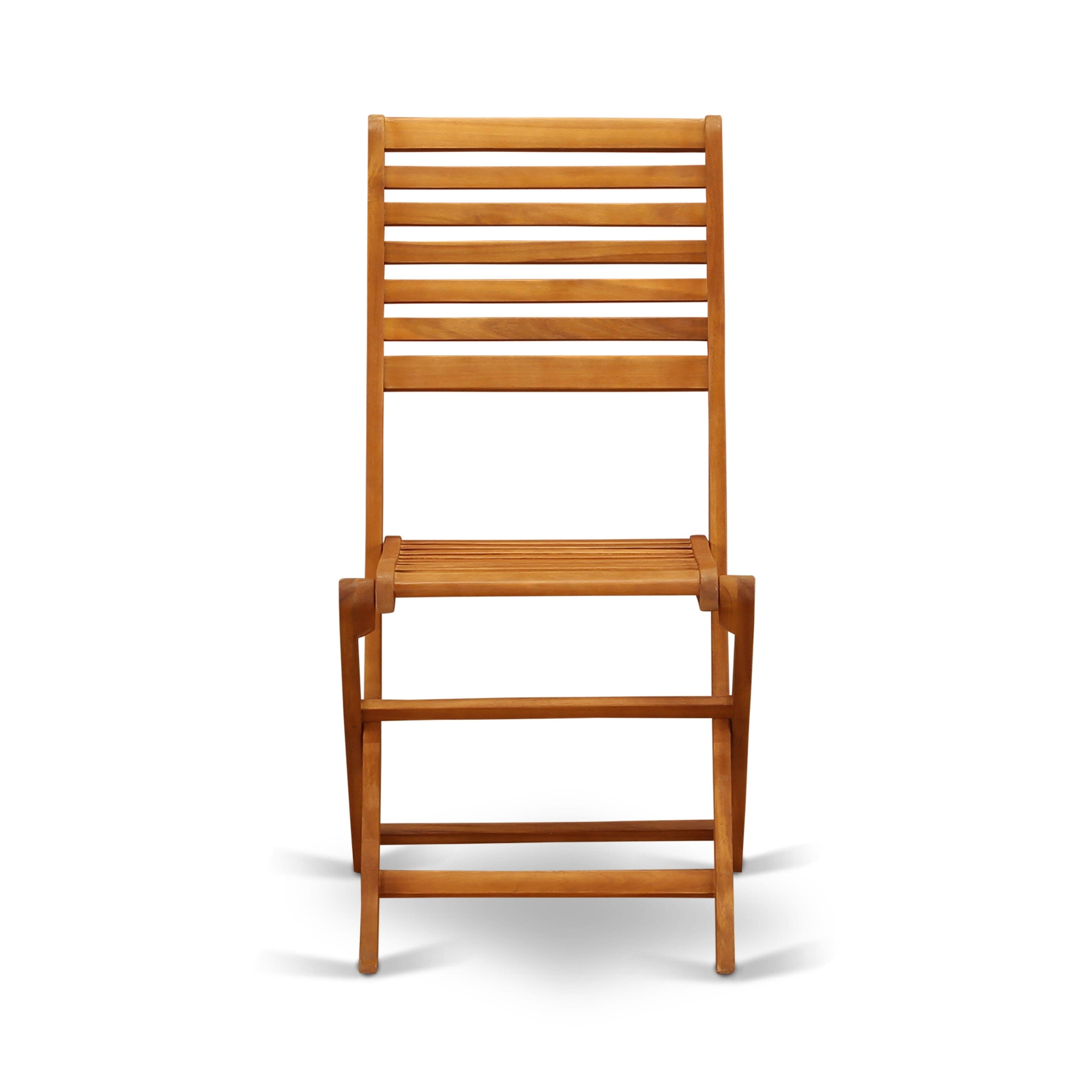 L'ensemble de bistrot d'extérieur East West Furniture comprend une table basse ronde en bois et 2 chaises pliantes, huile naturelle