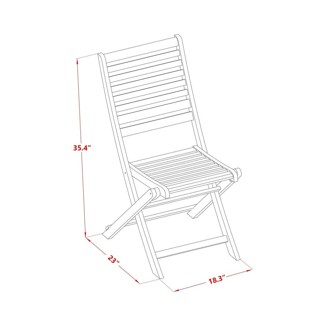 L'ensemble de bistrot d'extérieur East West Furniture comprend une table basse ronde en bois et 2 chaises pliantes, huile naturelle