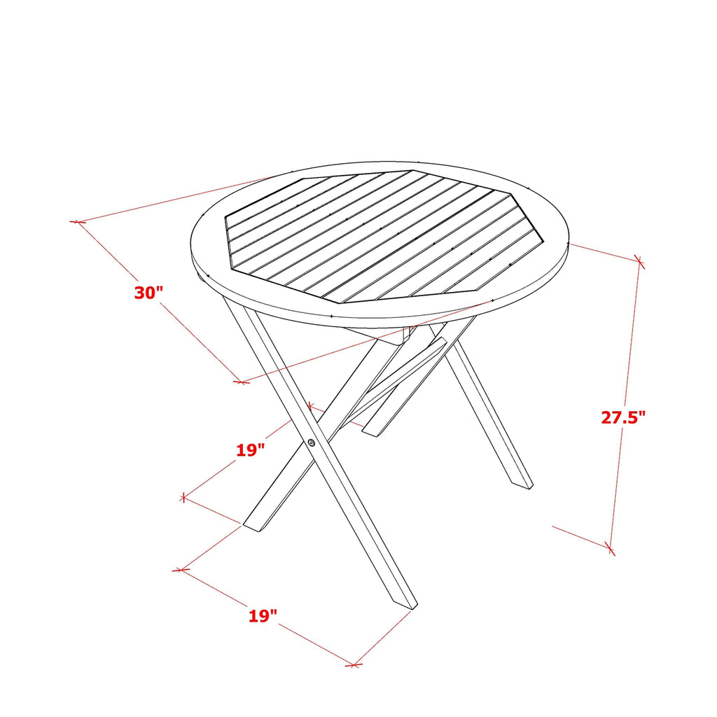 L'ensemble de bistrot d'extérieur East West Furniture comprend une table basse ronde en bois et 2 chaises pliantes, huile naturelle