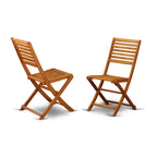 L'ensemble de bistrot d'extérieur East West Furniture comprend une table basse ronde en bois et 2 chaises pliantes, huile naturelle