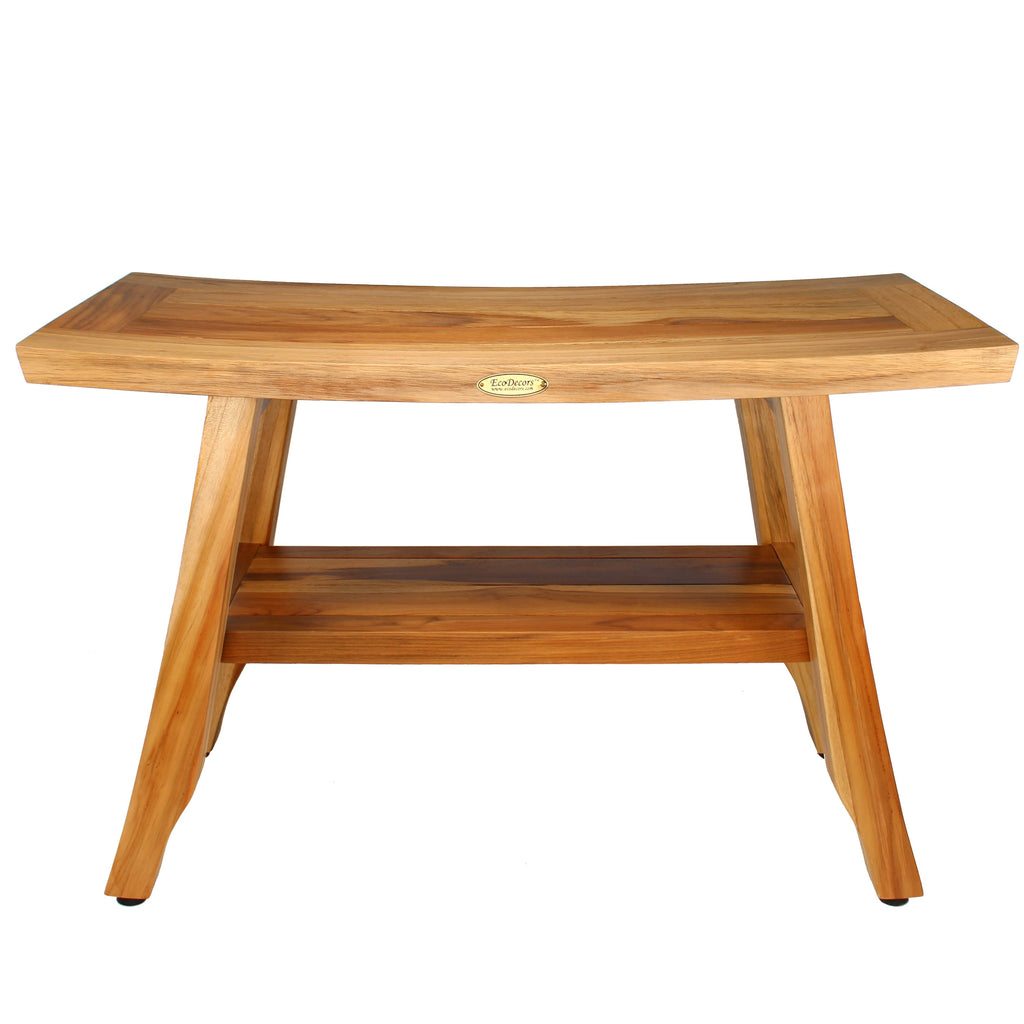 Banc de douche en teck EcoDecors 71 cm, banc en bois, banc de salle de bain, banc de salle de bain en teck, tabouret de douche en teck, siège de douche en teck
