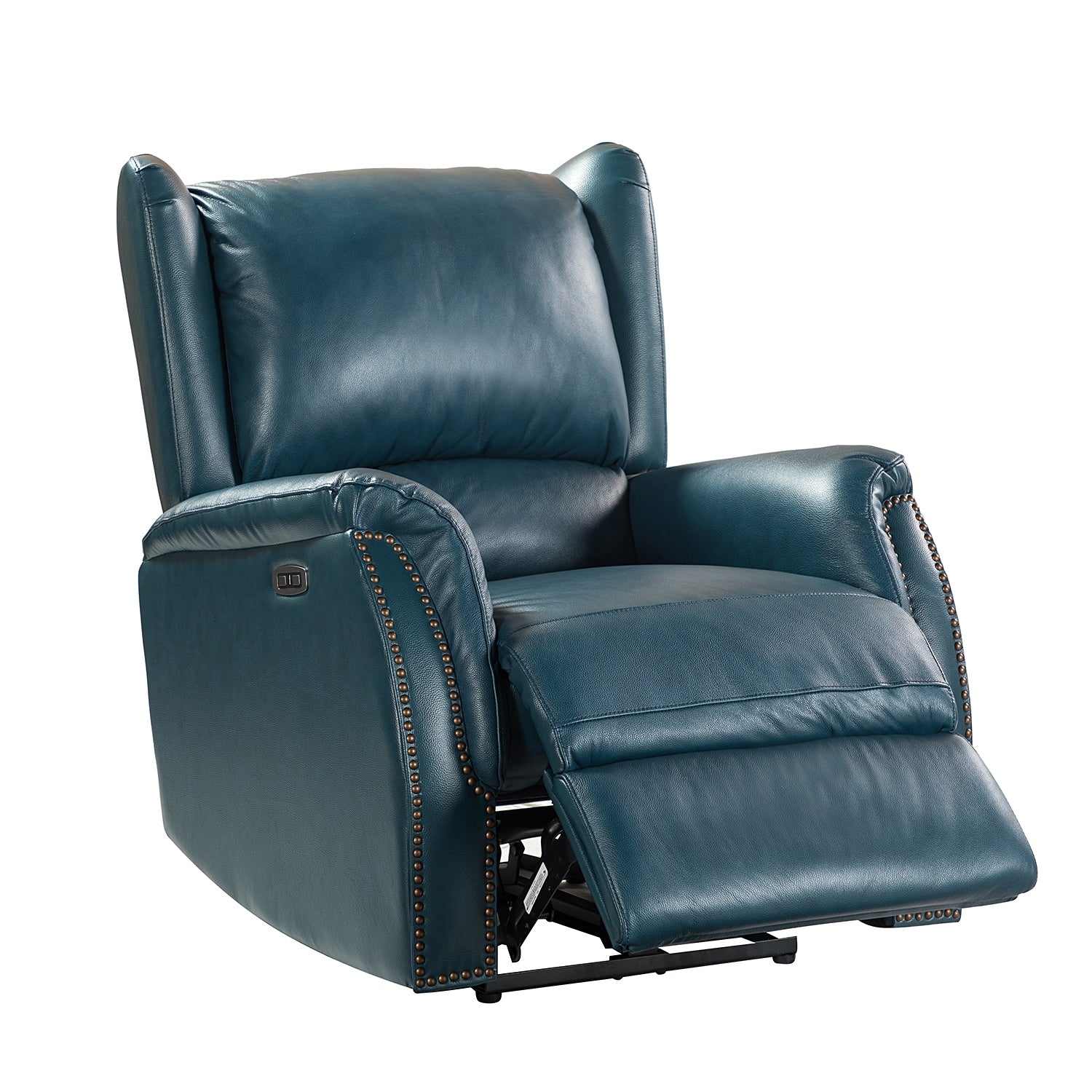 Fauteuil inclinable électrique en cuir véritable Eduardo avec port USB, lot de 2
