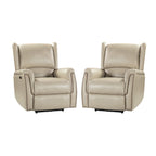 Fauteuil inclinable électrique en cuir véritable Eduardo avec port USB, lot de 2