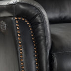 Fauteuil inclinable électrique en cuir véritable Eduardo avec port USB, lot de 2