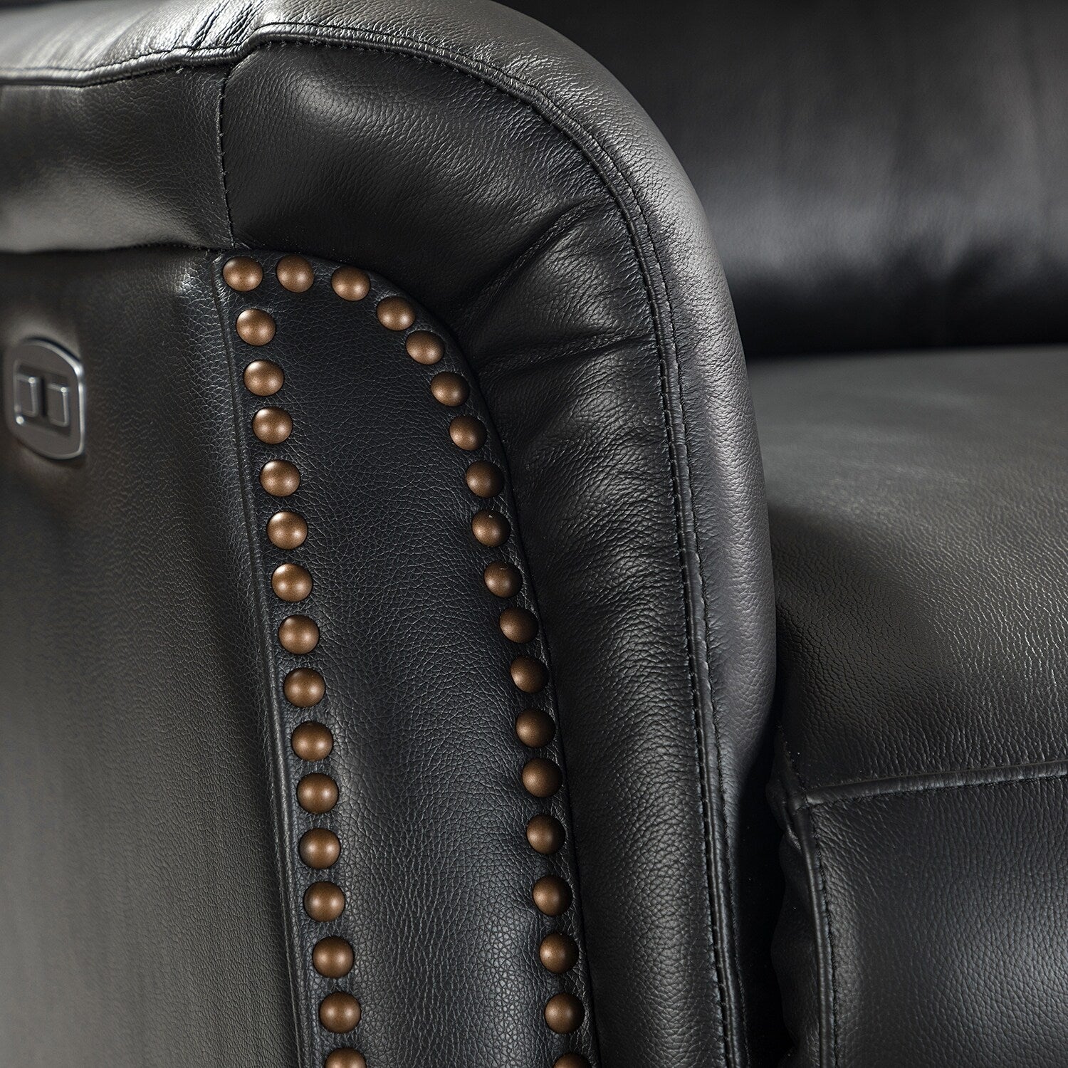 Fauteuil inclinable électrique en cuir véritable Eduardo avec port USB, lot de 2