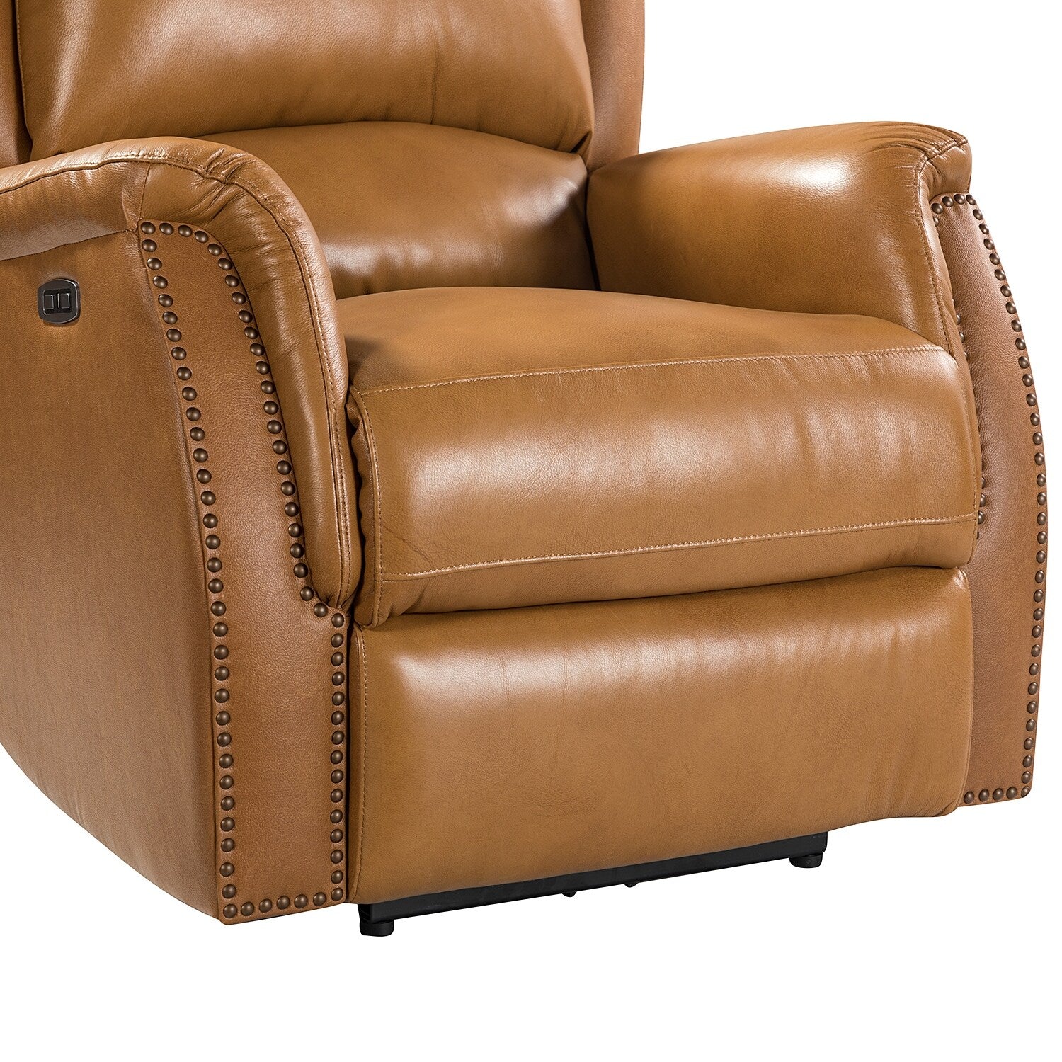 Fauteuil inclinable électrique en cuir véritable Eduardo avec port USB, lot de 2
