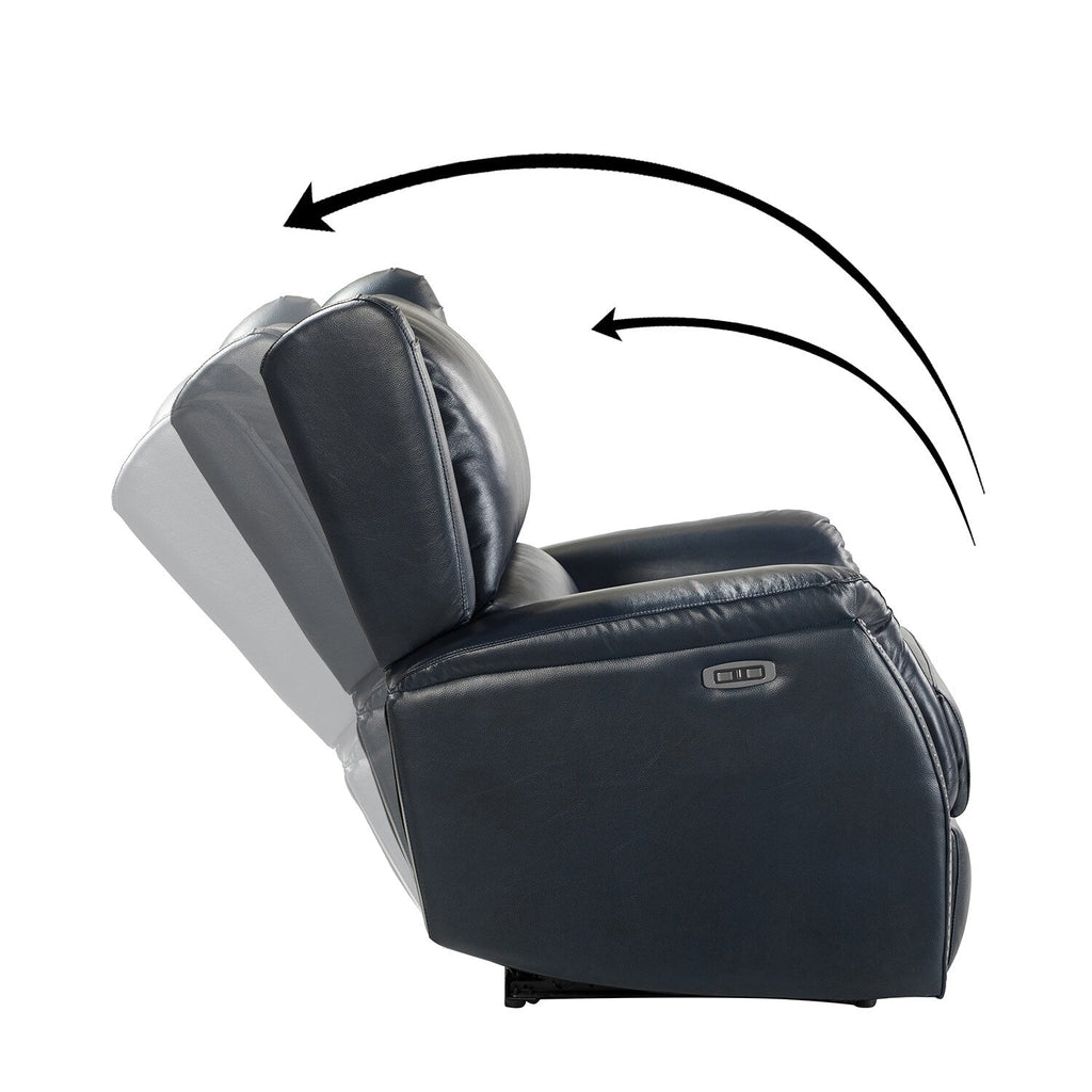 Fauteuil inclinable électrique en cuir véritable Eduardo avec port USB, lot de 2