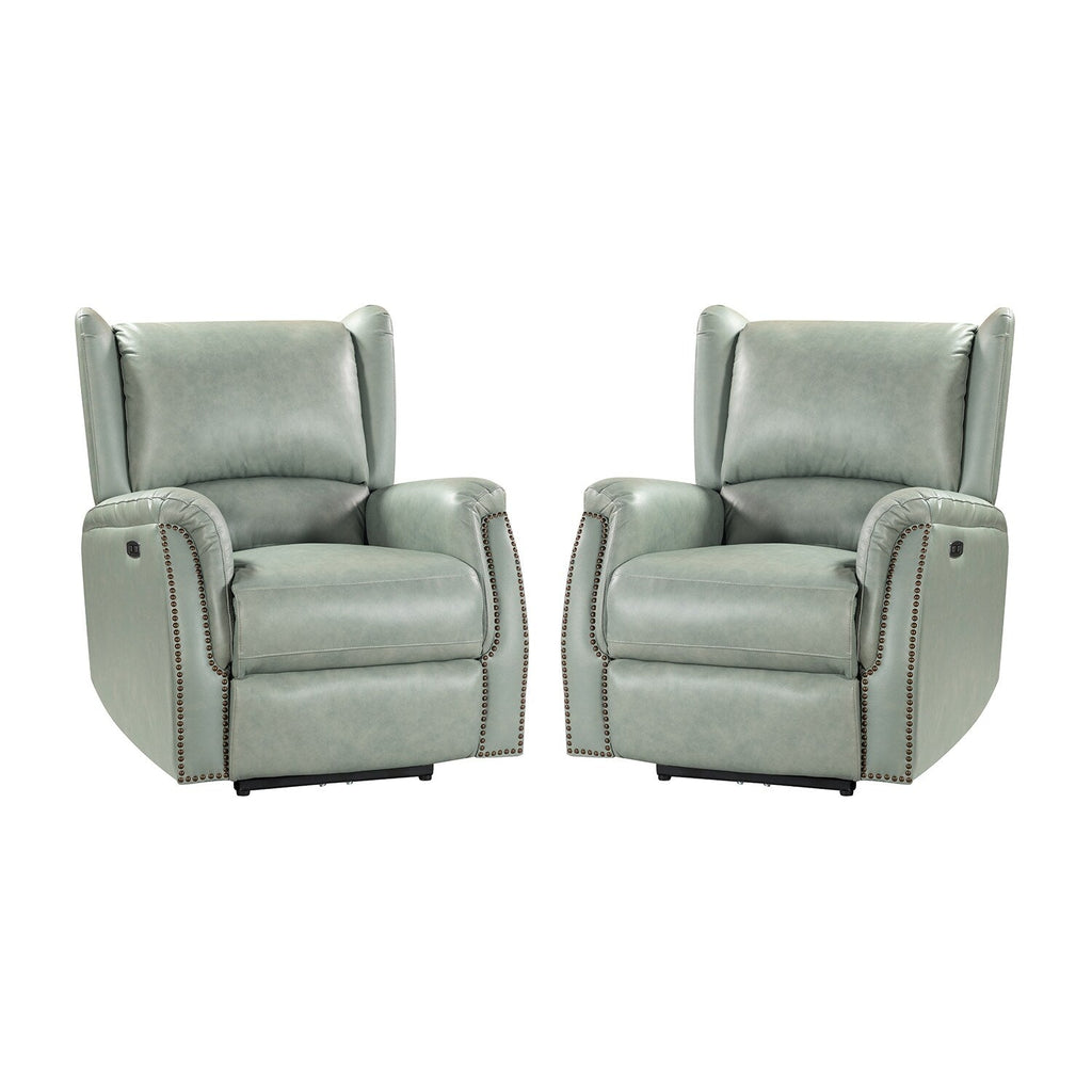 Fauteuil inclinable électrique en cuir véritable Eduardo avec port USB, lot de 2
