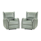 Fauteuil inclinable électrique en cuir véritable Eduardo avec port USB, lot de 2