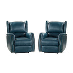 Fauteuil inclinable électrique en cuir véritable Eduardo avec port USB, lot de 2