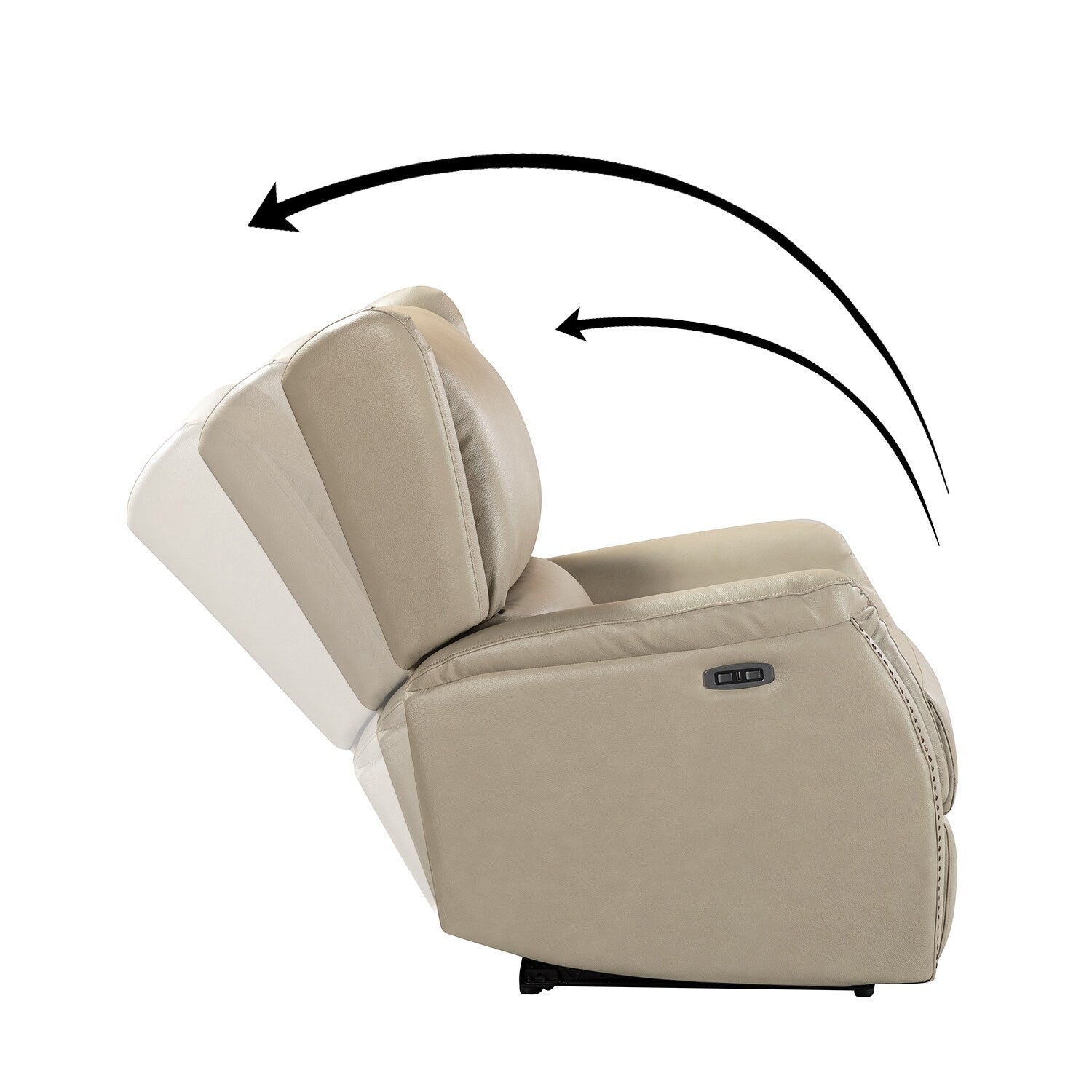 Fauteuil inclinable électrique en cuir véritable Eduardo avec port USB, lot de 2