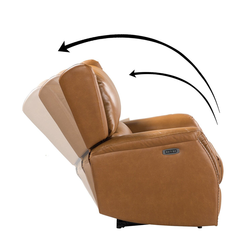 Fauteuil inclinable électrique en cuir véritable Eduardo avec port USB, lot de 2