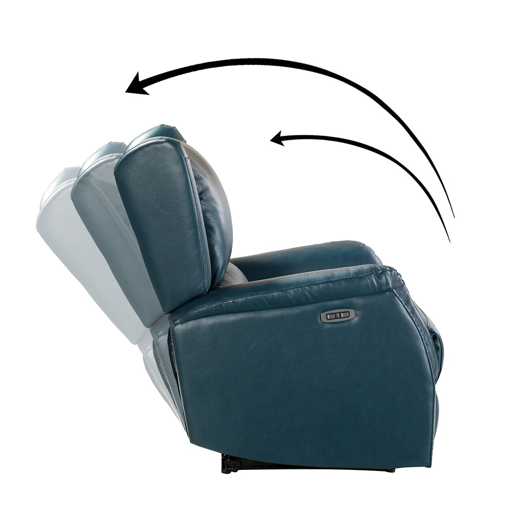 Fauteuil inclinable électrique en cuir véritable Eduardo avec port USB, lot de 2