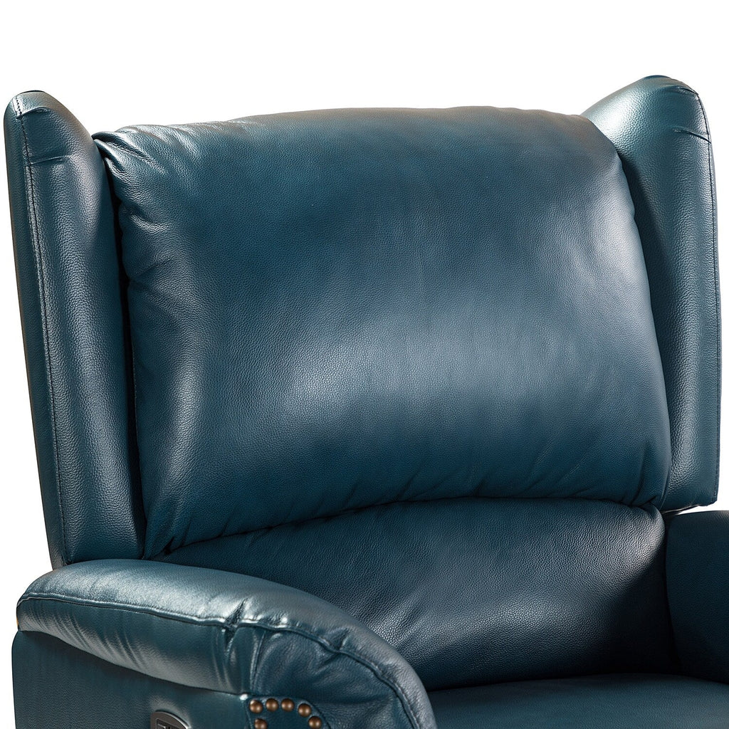 Fauteuil inclinable électrique en cuir véritable Eduardo avec port USB, lot de 2