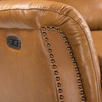 Fauteuil inclinable électrique en cuir véritable Eduardo avec port USB, lot de 2