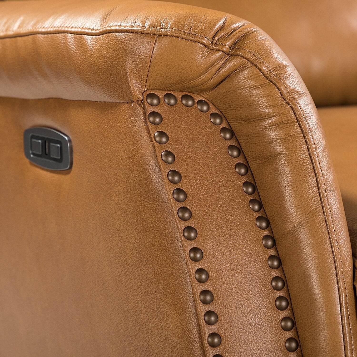 Fauteuil inclinable électrique en cuir véritable Eduardo avec port USB, lot de 2
