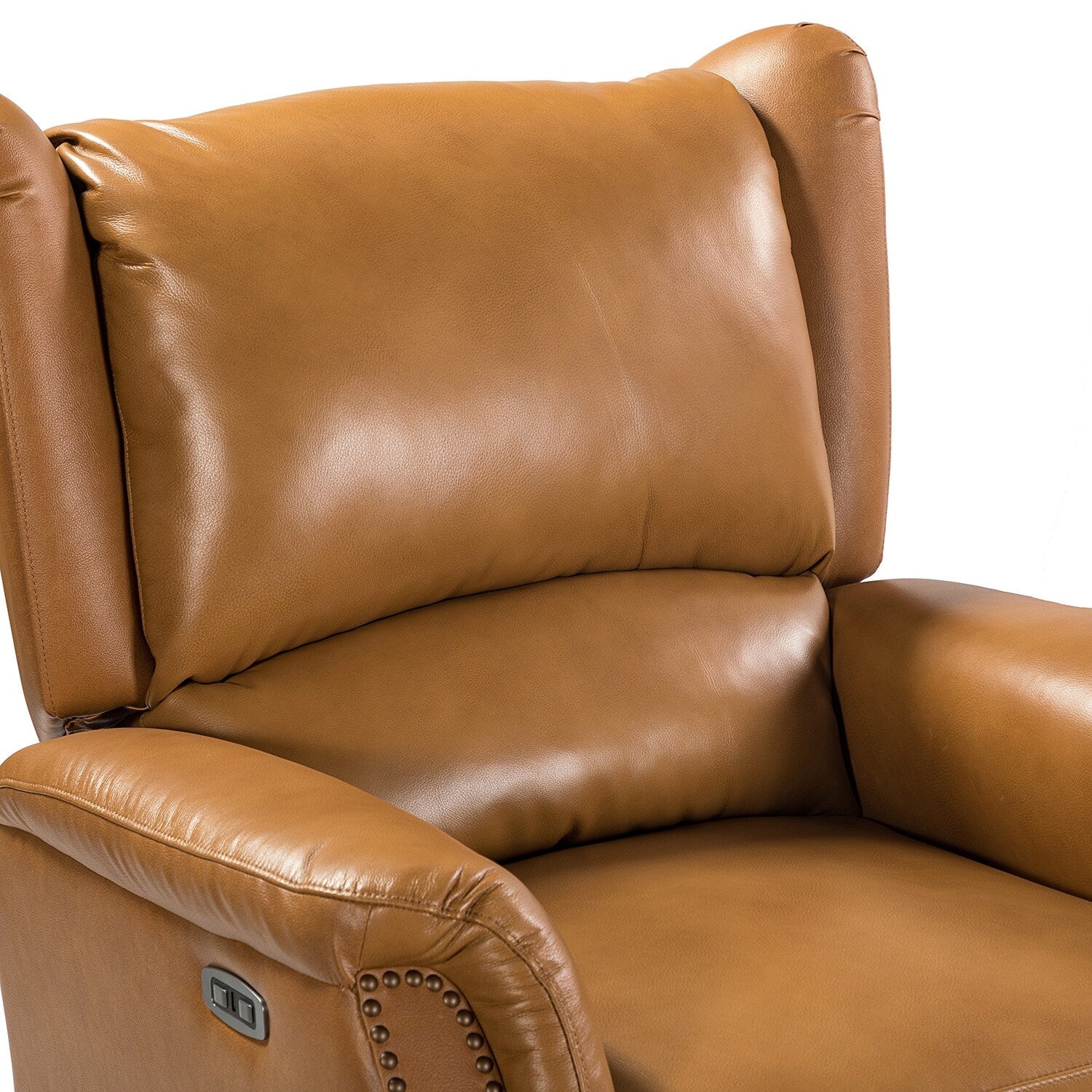 Fauteuil inclinable électrique en cuir véritable Eduardo avec port USB, lot de 2