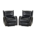 Fauteuil inclinable électrique en cuir véritable Eduardo avec port USB, lot de 2