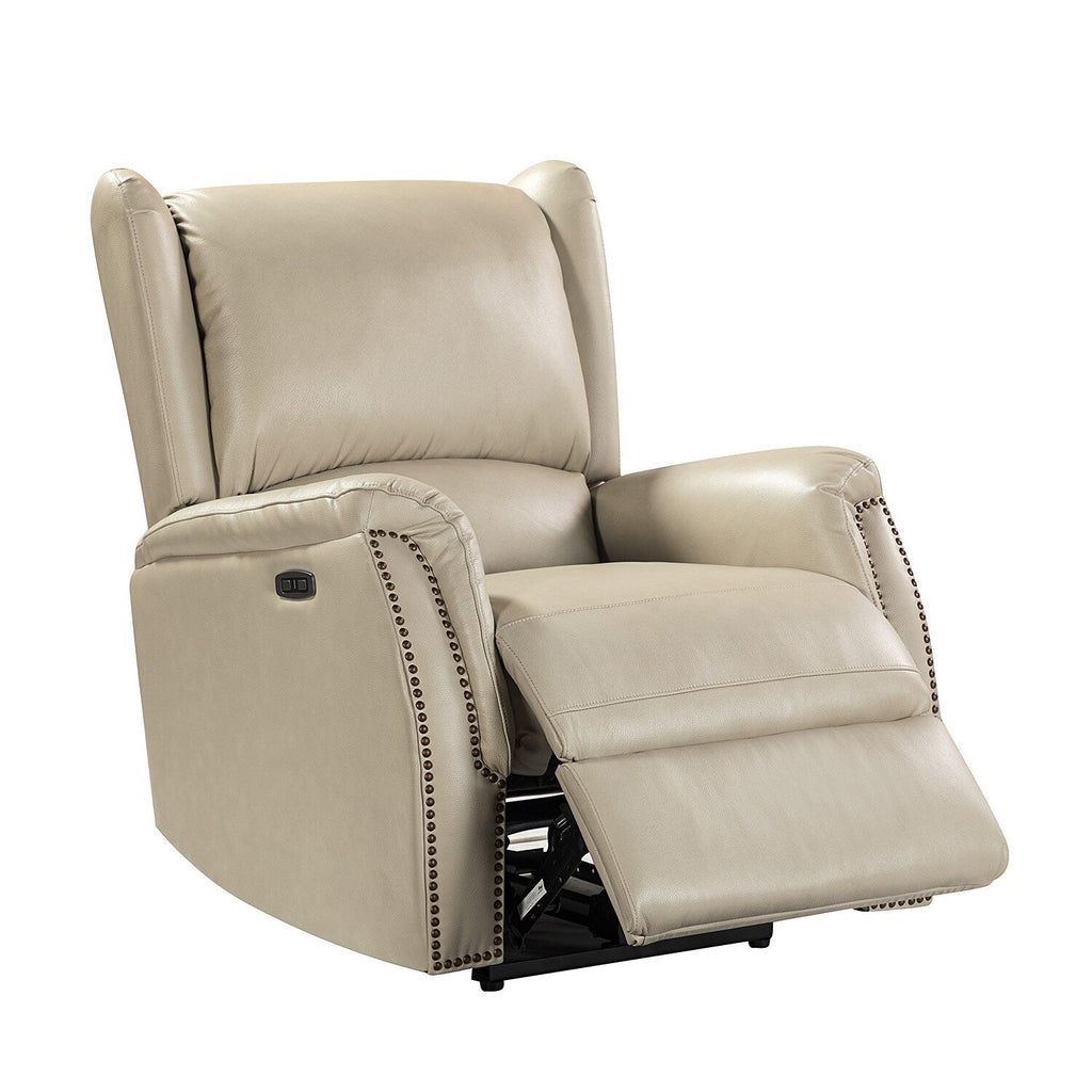Fauteuil inclinable électrique en cuir véritable Eduardo avec port USB, lot de 2