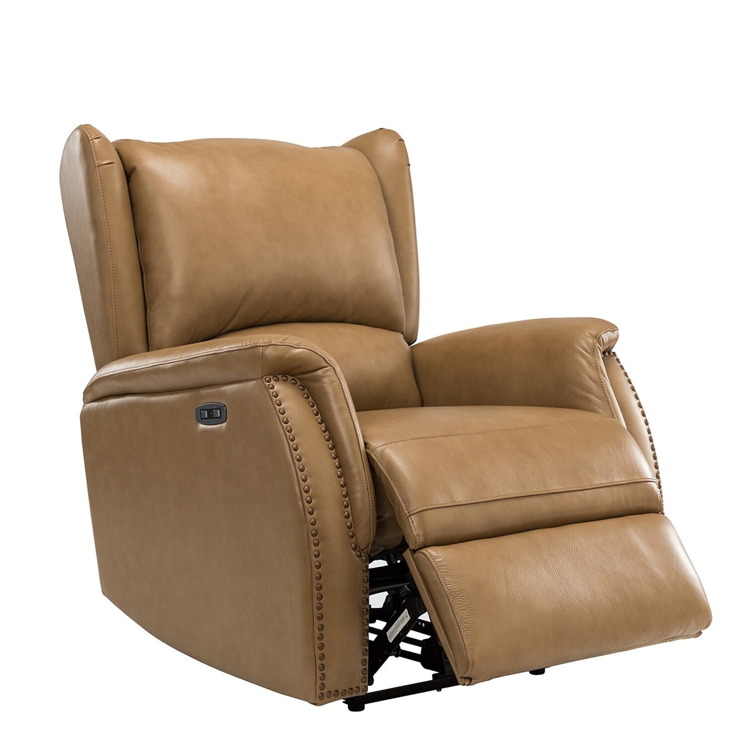 Fauteuil inclinable électrique en cuir véritable Eduardo avec port USB, lot de 2