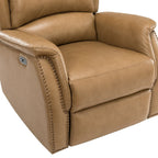 Fauteuil inclinable électrique en cuir véritable Eduardo avec port USB, lot de 2