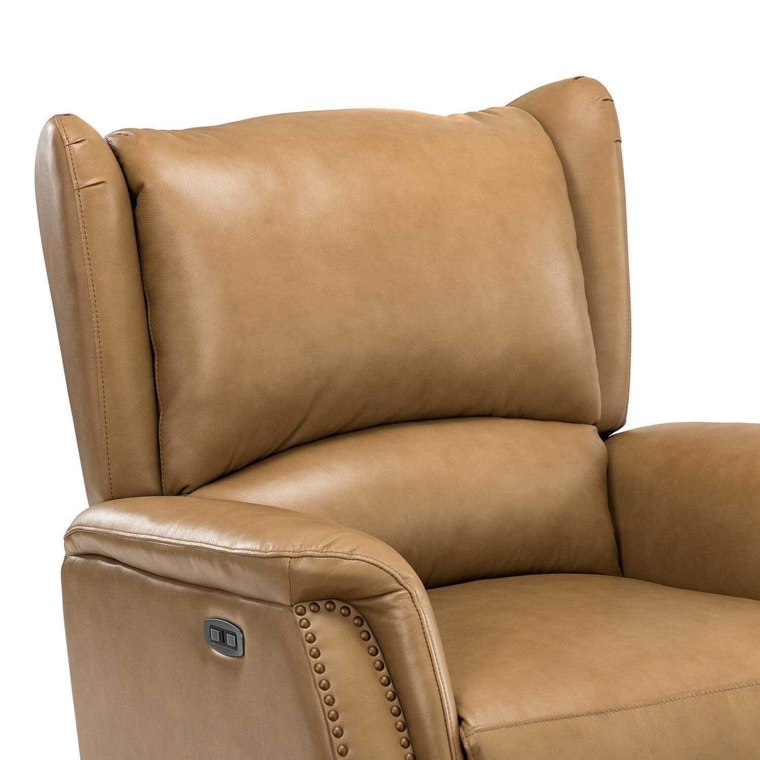 Fauteuil inclinable électrique en cuir véritable Eduardo avec port USB, lot de 2