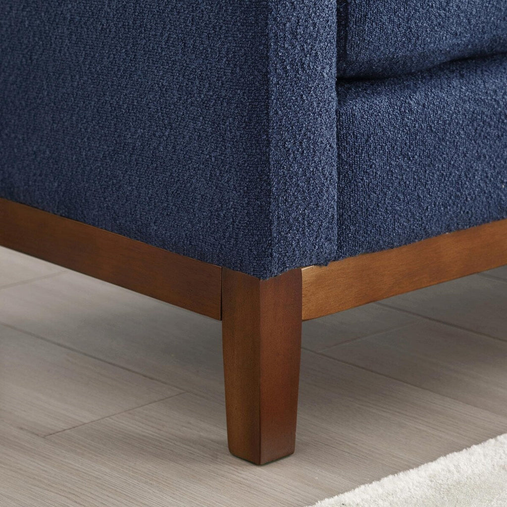 Élégant banc ottoman rembourré de 53,5 pouces avec pieds en bois et coussins traversins