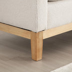 Élégant banc ottoman rembourré de 53,5 pouces avec pieds en bois et coussins traversins