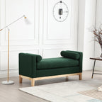 Élégant banc ottoman rembourré de 53,5 pouces avec pieds en bois et coussins traversins